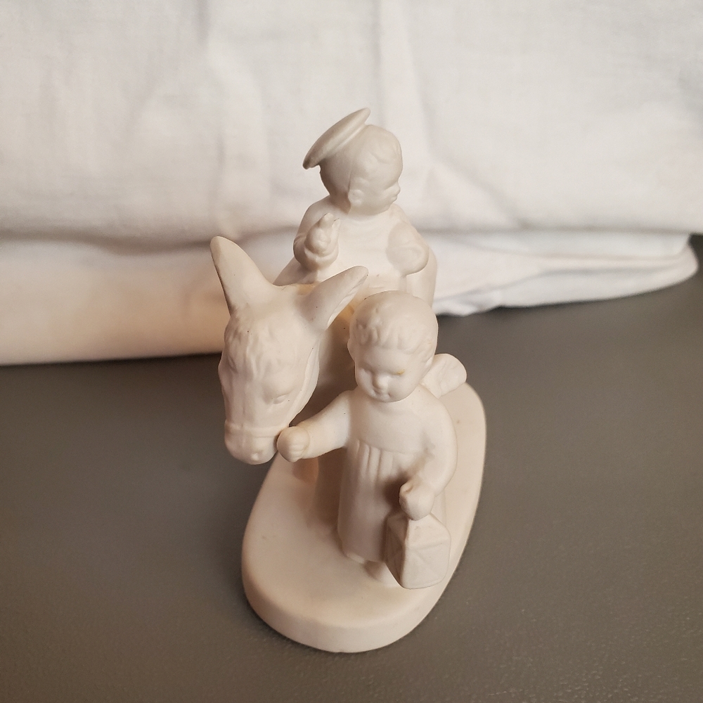 Vintage Goebel West Germany angels and donkey figurine